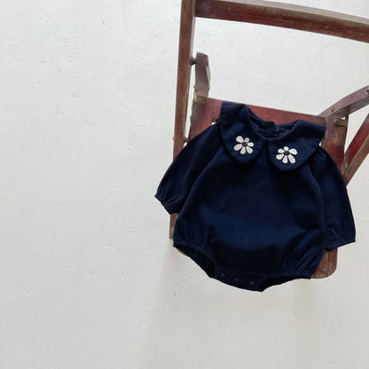 Baby Girl Corduroy Floral Collar-On Onesies