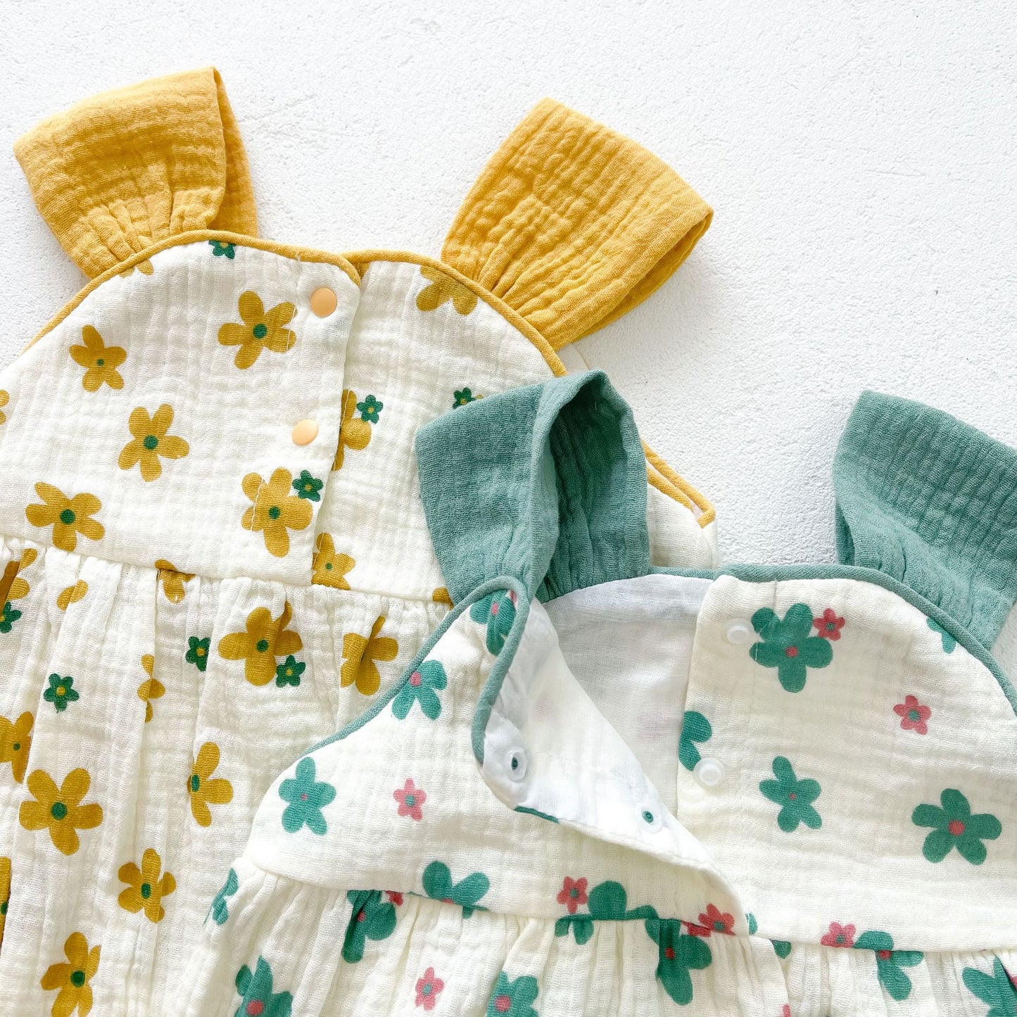 Baby Girl Floral Print Sleeveless Suspenders Onesies My Kids-USA
