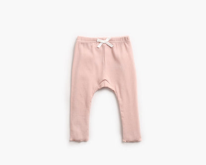 Baby Girl Solid Color Pants Leggings With Bow Decoration