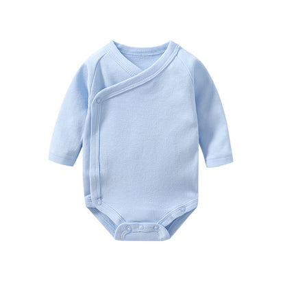 Baby Multi Color Bias Placket With Slanting Button Long Sleeve Onesies