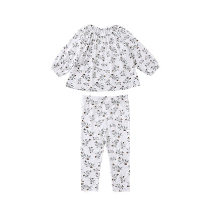 Baby Floral Print Pattern Loose Style Tops And Pants Outfits Sets Homeclothes My Kids-USA