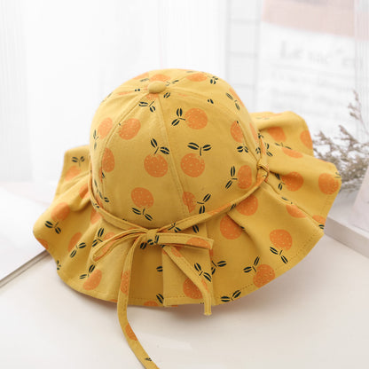 Baby Girl Floral Print Adjustable Design Sunshade Bucket Hats My Kids-USA