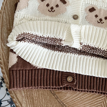 Baby Bear Pattern Single Breasted Design Vest Knit Cardigan My Kids-USA