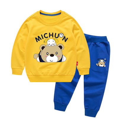 Baby Cartoon Bear Graphic Hoodie With Trousers Sets My Kids-USA