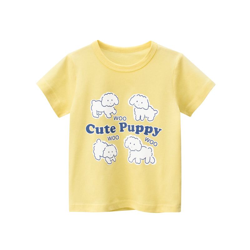 Baby Girls Animals Print Short-Sleeved Round Collar T-Shirt