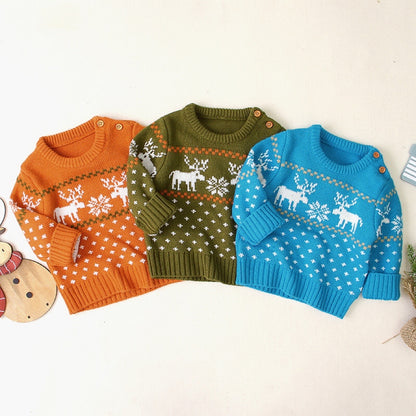 Baby Boy And Girl Christmas Giraffe Pattern Long Sleeved Pullover Sweater My Kids-USA