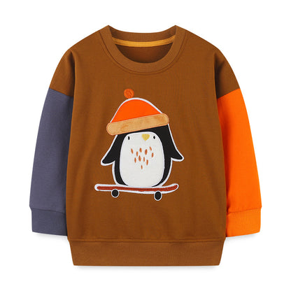 Baby Boy Cartoon Animal Color Matching Design Pullover Hoodie