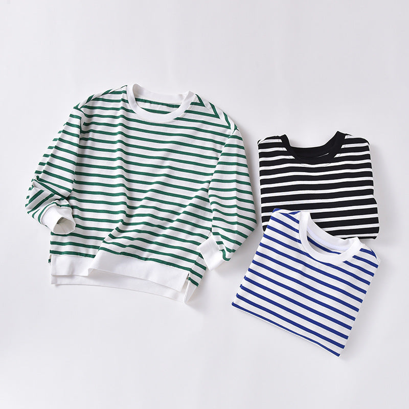 Baby 1pcs Striped Pattern Long Sleeve Pullover Hoodies My Kids-USA