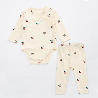 Baby Floral Print Pattern Side Buckle Design Cute Thin Style Air Conditional Clothes Sets My Kids-USA