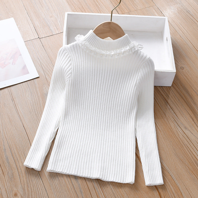 Baby Girl Solid Color Mesh Patched Design Pullover Soft Shirt My Kids-USA