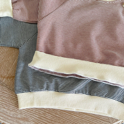 Baby Girl Striped Pattern Shoulder Buckle Design Tops Combo Shorts Sets My Kids-USA