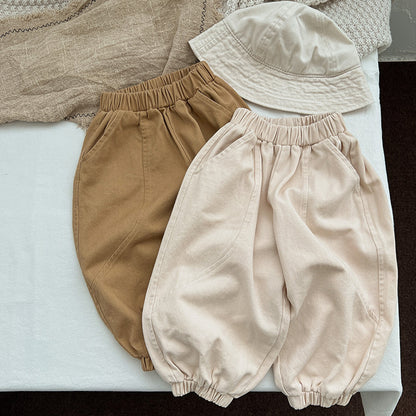 Pantalones casuales sueltos de calidad de color sólido para bebés 