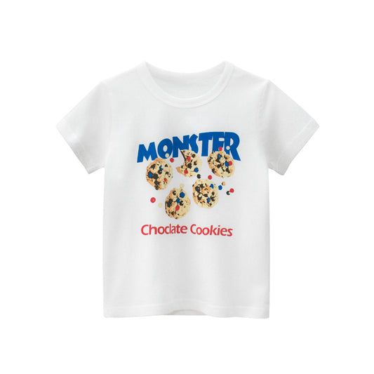 Baby Girls Chocolate Cookies Print Short-Sleeved Tee Shirt