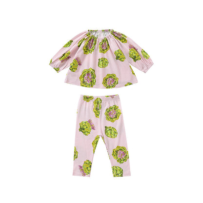 Baby Fruits Or Butterfly Pattern Cotton Tops Combo Pants Sets My Kids-USA