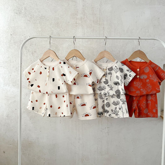 Baby Print Pattern Multi-Style Waffle Fabric Shorts Sets, MyKids-USA®, Baby & Toddler Outfits, MyKids-USA -  -  -  -  -  -  - .