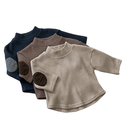 Baby Solid Color Waffle Knit Design Hoodie With Overalls