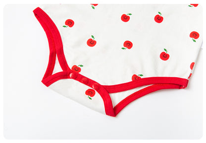 Baby Girl 1pcs Apple Graphic O-Neck Soft Cotton Long Sleeves Bodysuit My Kids-USA