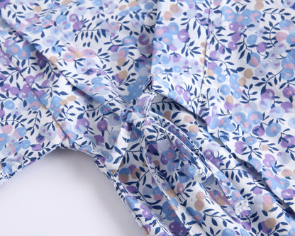 Baby Floral Print Belt Design Short-Sleeved Tops Combo Shorts Japanese Sets Pajamas My Kids-USA