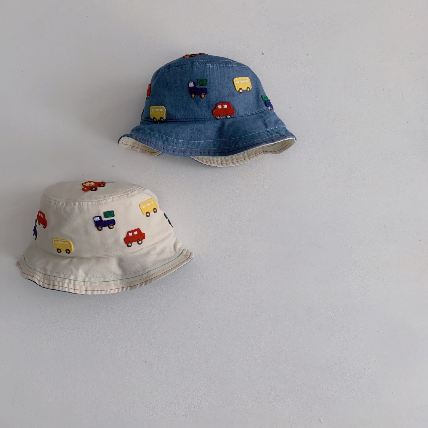 Baby Cartoon Embroidered Pattern Solid Color Sunshade Bucket Hats My Kids-USA