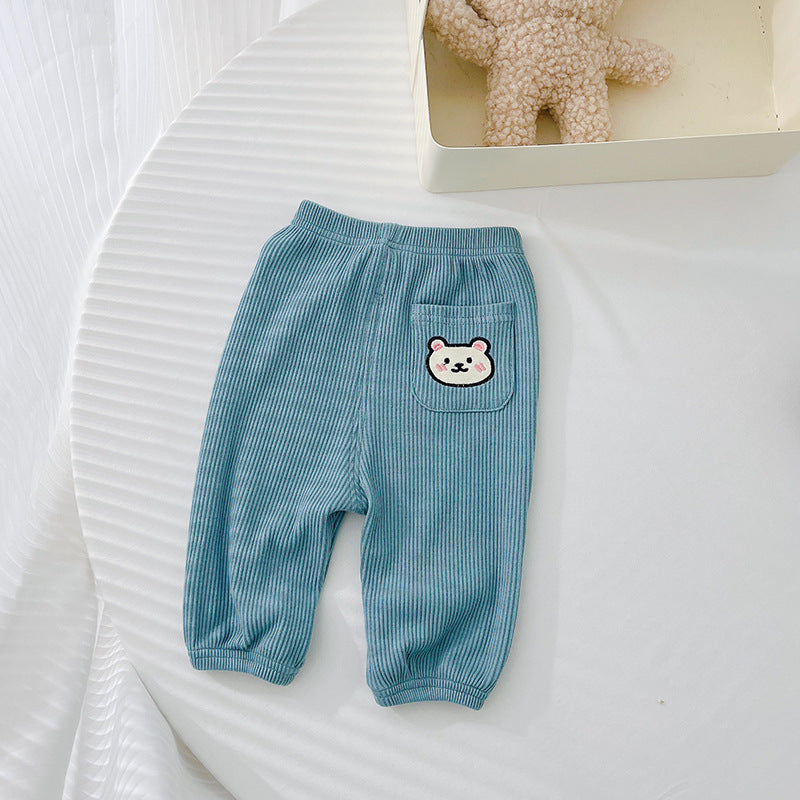 Baby 1pcs Cartoon Animal Embroidery Pattern Pit Strip Design Trousers My Kids-USA