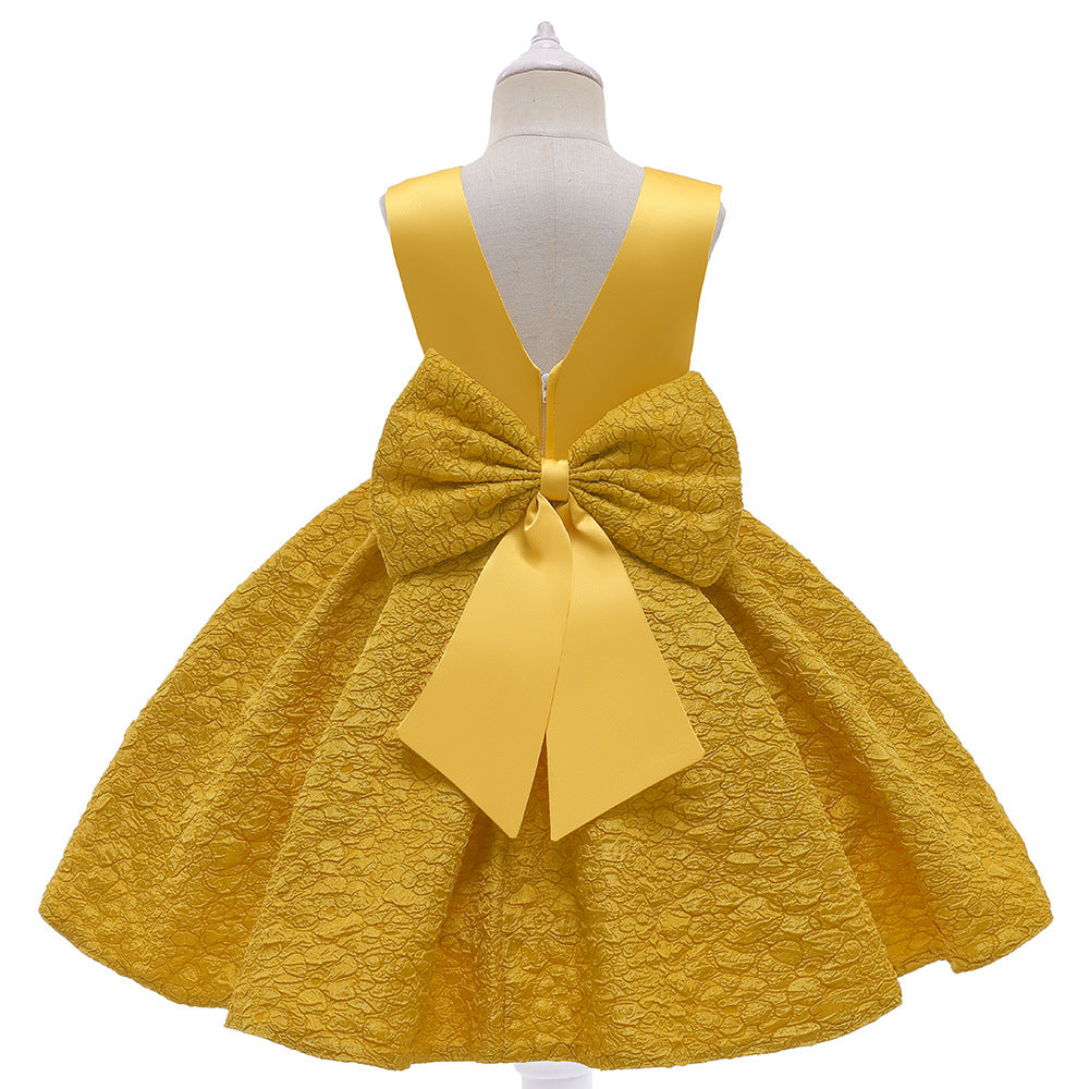 Baby Girl Flower Patched Design Solid Color Sleeveless Princess Formal MyKids-USA Baby Girl Flower Patched Design Solid Color Sleeveless Princess Formal MyKids-USA