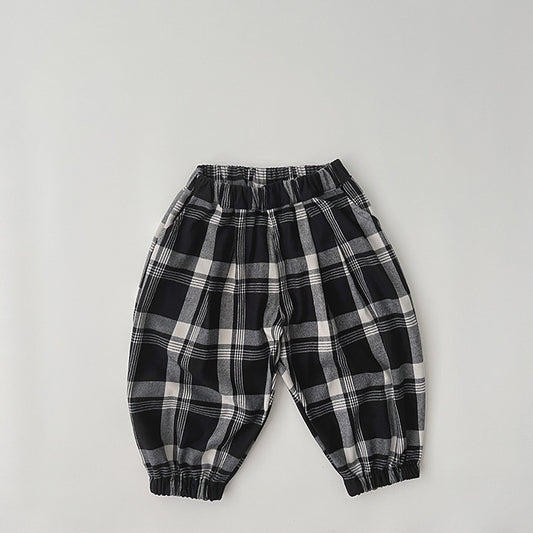 Pantalones de algodón sueltos con patrón de cuadros clásicos para bebés 