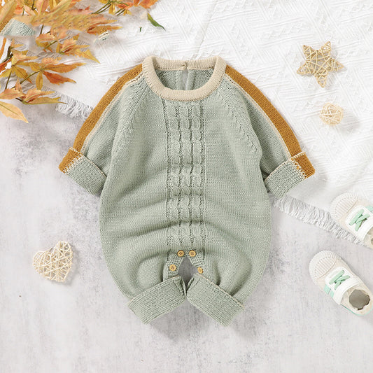 Baby Crochet Knitted Pattern Color block Design Knit Romper My Kids-USA