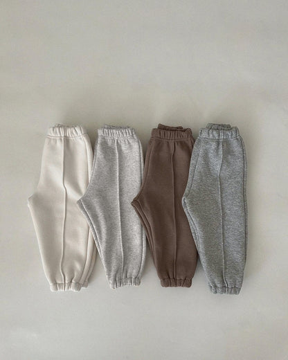 Baby Solid Color Loose Fleece Thickened Warm Sweatpants In Autumn