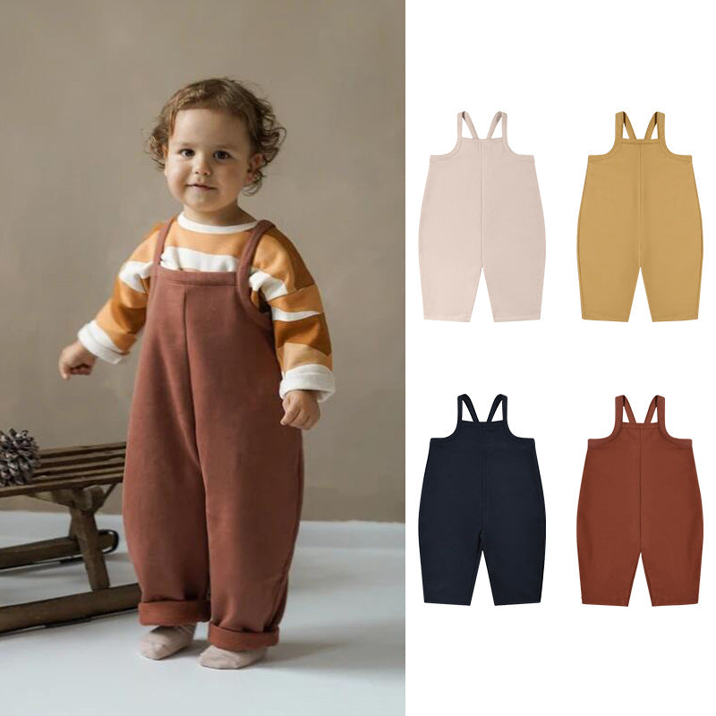 Baby Boy And Girl Solid Color Thickened Loose Comfy Romper My Kids-USA