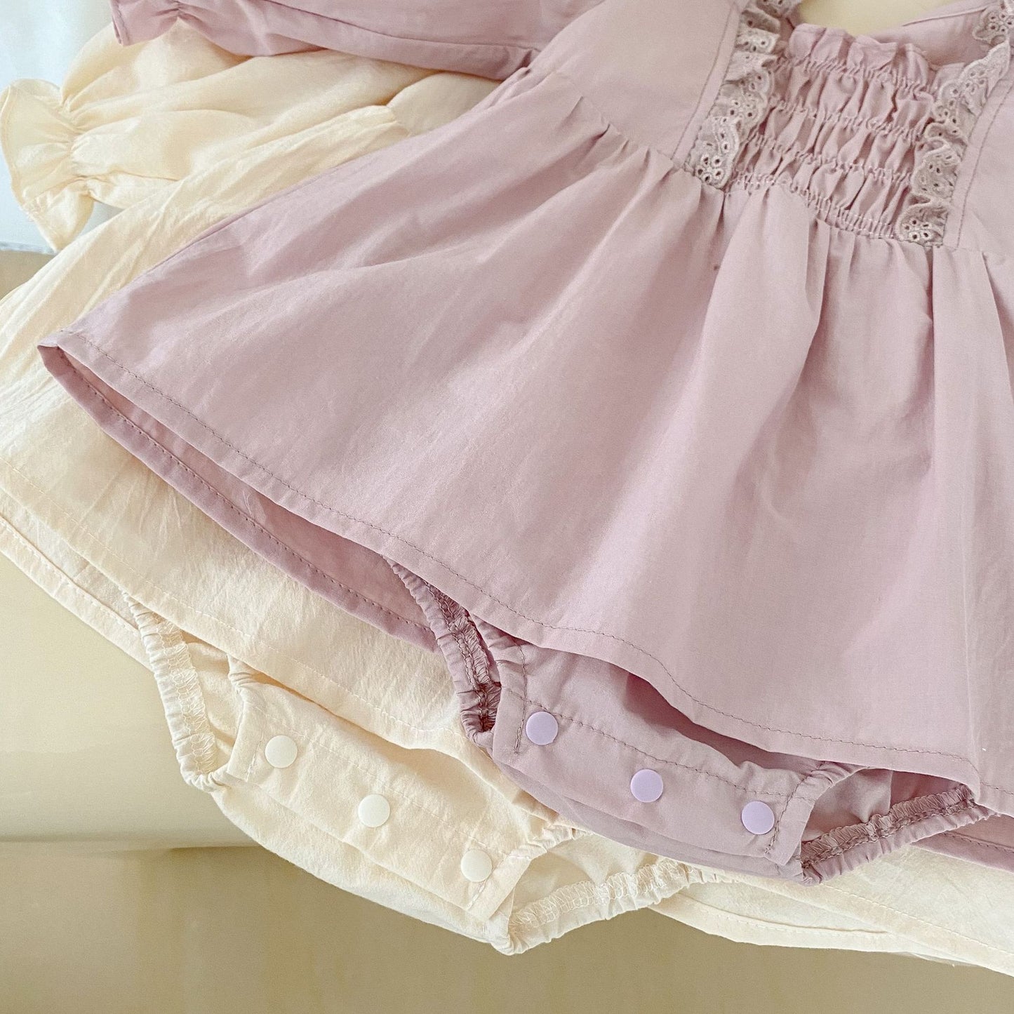 Baby Girl Solid Color Court Style Princess Dress In Autumn