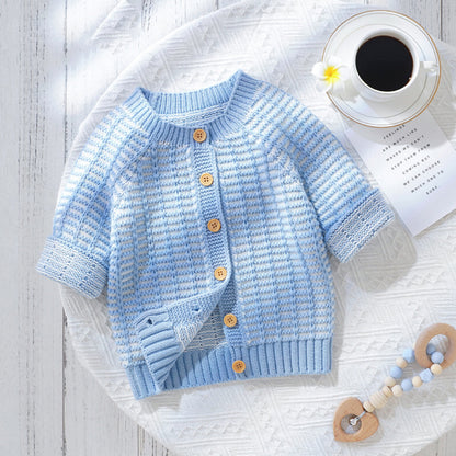 Baby Solid Color Single Breasted Design Knitted Cardigan My Kids-USA