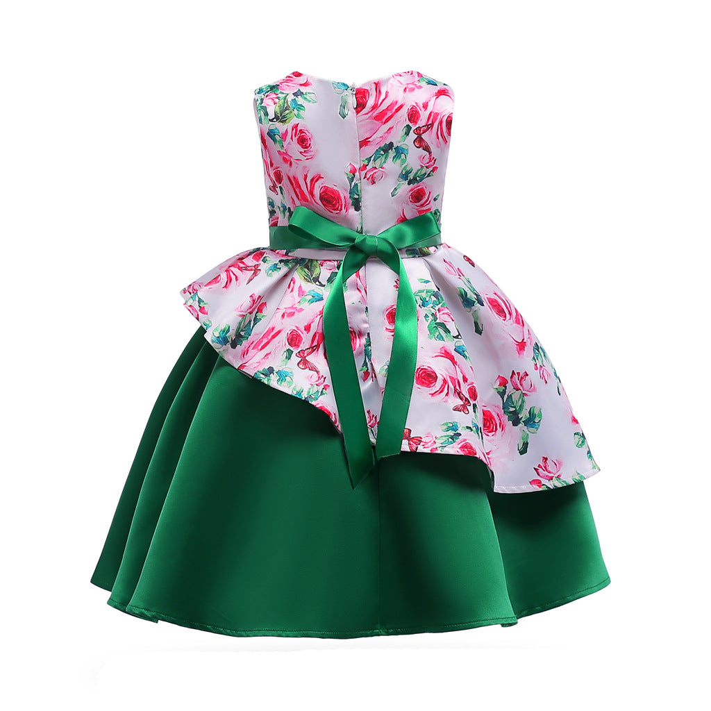 Baby Girl Floral Pattern Bow Tie Princess Tutu Dress Formal Dress MyKids-USA Baby Girl Floral Pattern Bow Tie Princess Tutu Dress Formal Dress MyKids-USA