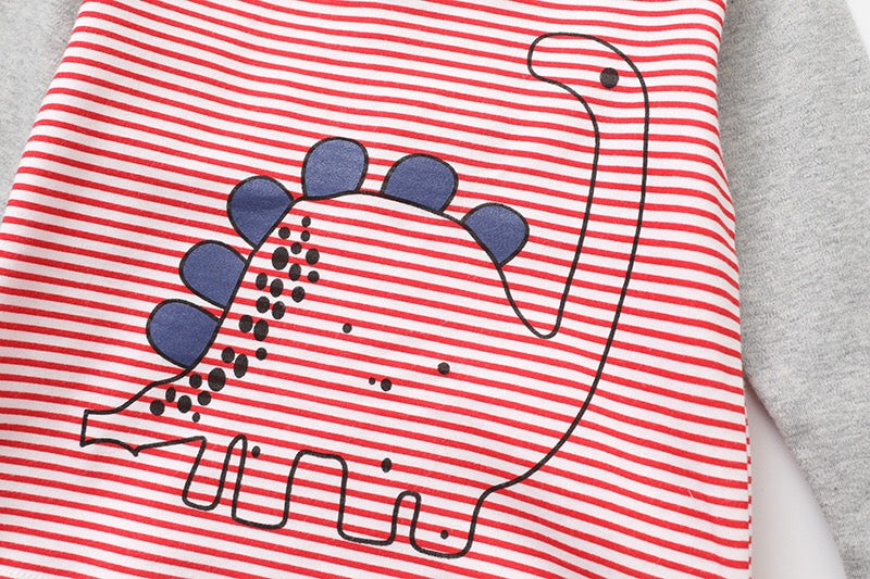 Baby Boy Cartoon Dinosaur Print Pattern Shirt Combo Pants 1 Pieces Sets Tracksuit My Kids-USA