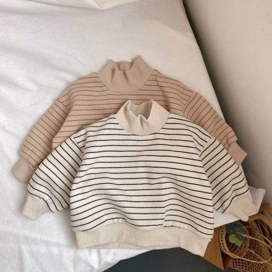 Baby Striped Graphic Half High Neck Design Long Sleeves Simple Hoodies My Kids-USA