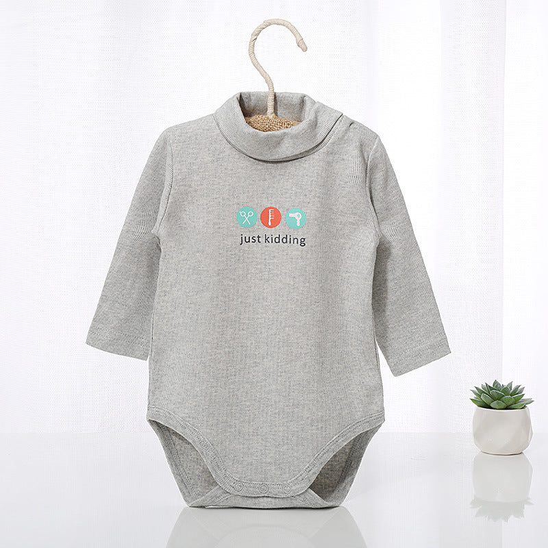Baby Print Pattern High Turtle Neck Long Sleeve Triangle Onesies