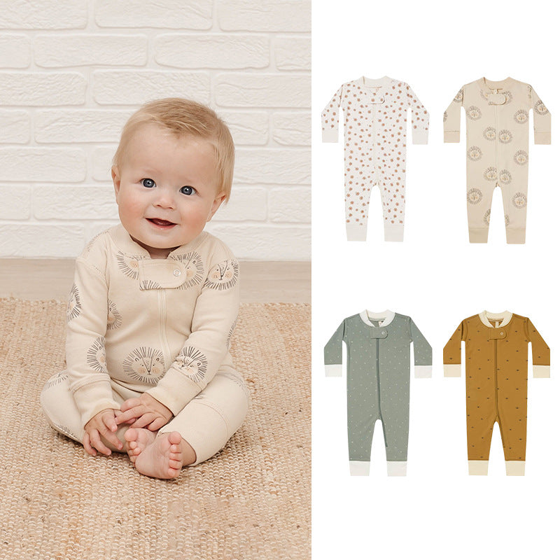 Baby Print Pattern Full Zipper Design Soft Comfortable Romper My Kids-USA