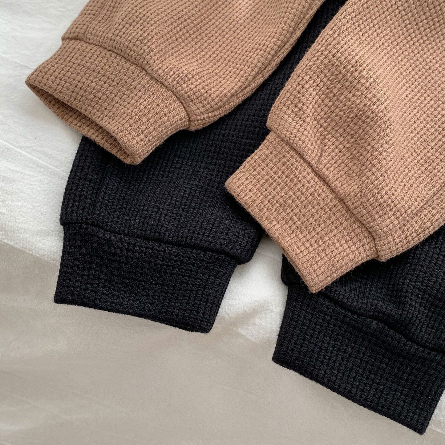 Baby Striped Pattern Waffle Fabric Hoodies Combo Pants Sets