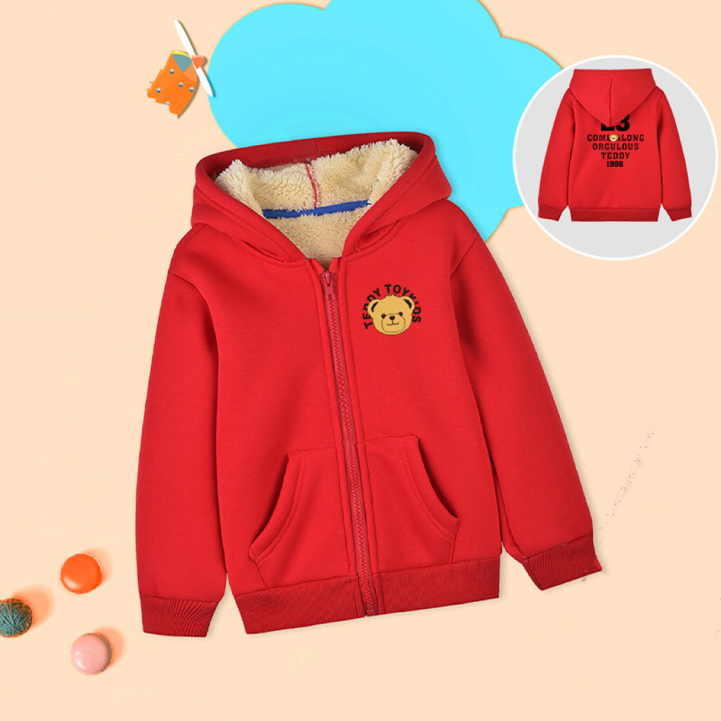 Baby Teddy Pattern Zipper Front Design Padded Thickened Coat My Kids-USA