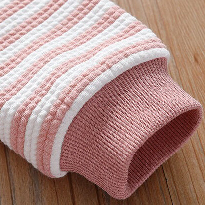 Baby Girl Striped Pattern Bow Doll Neck Pullover Hoodies My Kids-USA
