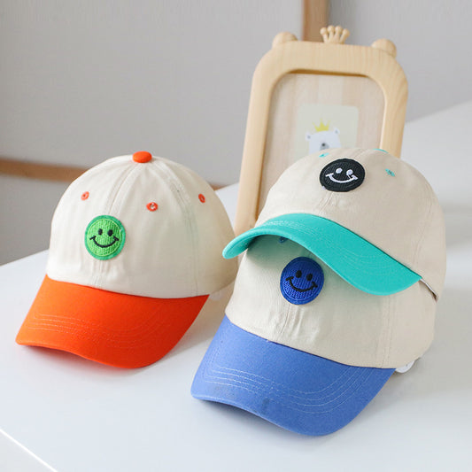 Baby Smiley Embroidered Pattern Color Matching Design Sunshade Peaked Hats