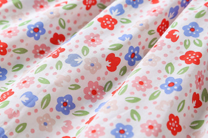 Baby Girls Floral Print Pattern With Bow Tie Design Round Collar Sleeveless Princess Newborn Onesies Dress My Kids-USA