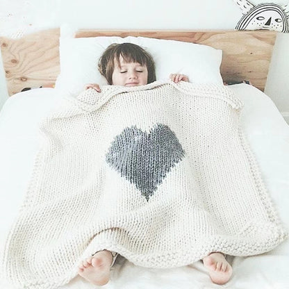 Children’s Heart Knitted Graphic Air Conditional Blanket Wool Quilt My Kids-USA