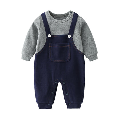 Baby Boy False 1-Piece Overall Design Gentleman Fashion Romper My Kids-USA