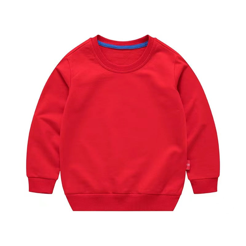 Baby Unisex Solid Round-Collar Long-Sleeved Spring Autumn Shirts