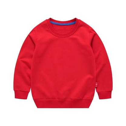 Baby Unisex Solid Round-Collar Long-Sleeved Spring Autumn Shirts