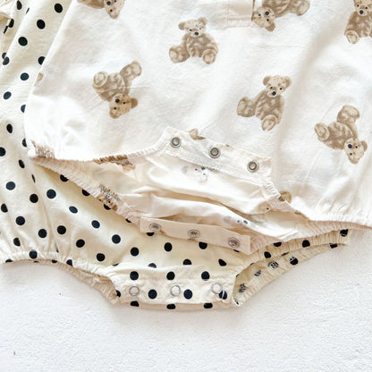 Baby Girl Doll Collar Short-Sleeved Dot Print Onesies