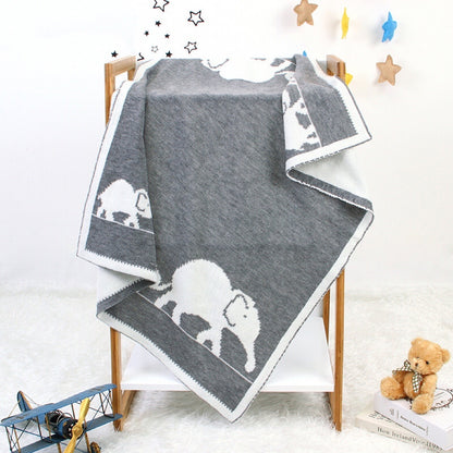 Kids Cartoon Elephant Embroidered Pattern Knittted Blanket My Kids-USA