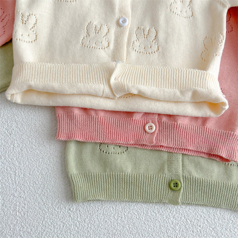 Baby Solid Color Sun Protection Sweet Knit Cardigan