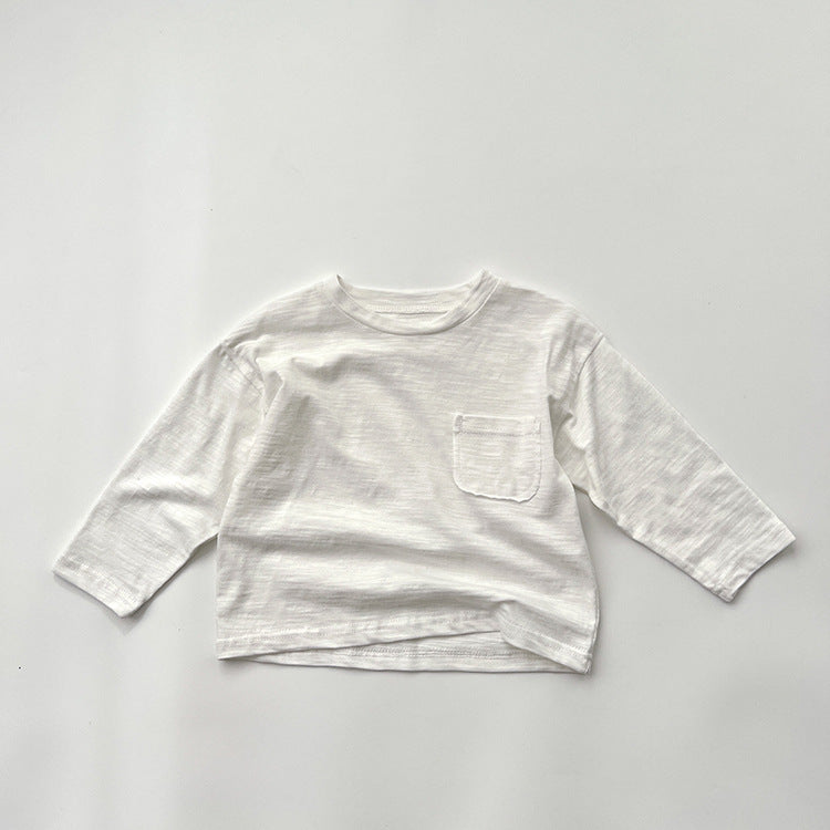 Baby Solid Color Pocket Patched Design Casual Shirt