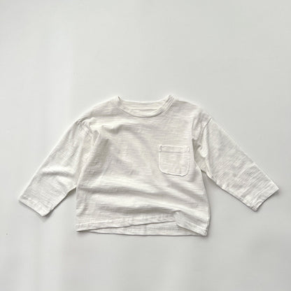 Chemise décontractée à design patché pour bébé de couleur unie 